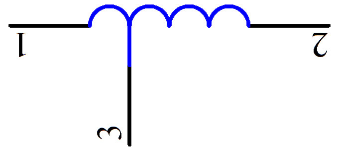 无磁芯有抽头的电感器符号